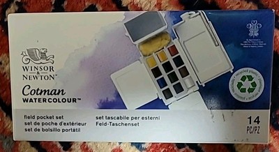 Winsor & Newton Cotman Watercolor Paint Set, Field Pocket Set, 12 Half Pan (NEW)