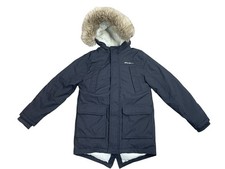 Eddie Bauer Kids Superior Down Parka Fur Trimmed Hood Size Small 7/8 Black Coat