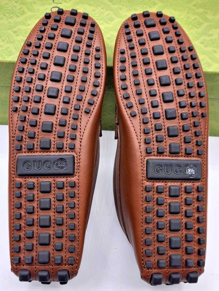 Gucci Interlocking G Men's Brown Leather Driving Moccasins Loafers UK8.5 US9 thumbnail 5