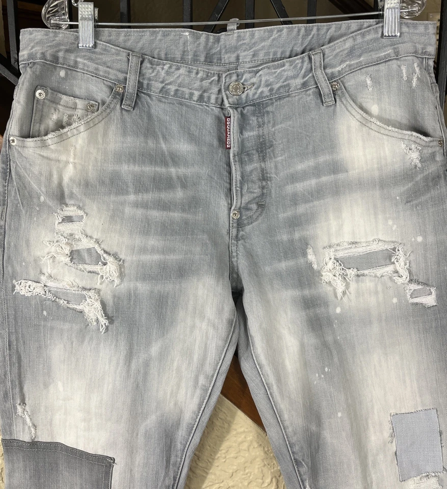 DSQUARED2 Gray New Rider Jean Long Crotch Tight Bottom Mens Size 54 Italy US 36 - Image 4 of 4