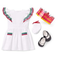 American Girl Molly's Birthday Outfit: Dress, Mary Jane Shoes, Socks and Crown