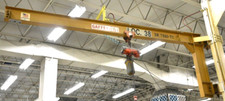 GAFFEY WALL MOUNT JIB CRANE 1/2 TON W/ AIR HOIST SPAN OF 9FT 9" 1000LBS CAPACITY