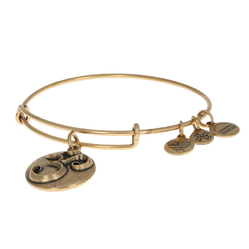 NEW Alex and Ani OM Bracelet Gold Toned Adjustable Size eBay