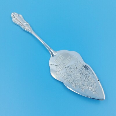 International Silver Merry Christmas Pie Cake Server Serving Holiday Ornate