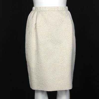 Carolina Herrera Pencil Skirt Beautiful Ivory Paisley w/ Gold Shimmer sz 6 - 889