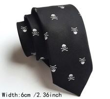 New Polka Dot Black white Skull Silk Skinny Slim Men's Necktie Tie 6cm/2.36inch
