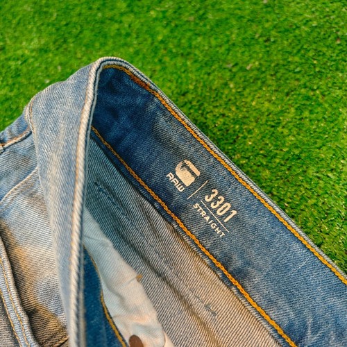 G-star Raw Jeans Mens 32x36 straight blue button fly casual denim pants adult - Picture 3 of 15