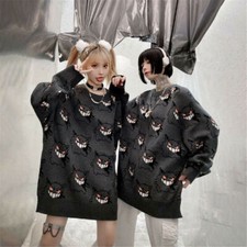 Unisex Winter Jumpers Gengar Devil Hip Hop Sweater Quality Knitted Anime Coat #
