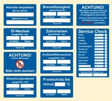 Ölwechsel Kundendienst Aufkleber 10 Sorten 1...