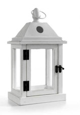 LANTERNA BIANCA LEGNO PORTACANDELA GIARDINO RISTORANTE TEA LIGHT CASA 27*15*12
