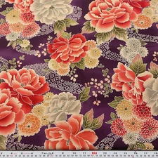 Quilt Gate for Robert Kaufman A Thousand Flowers Purple Cotton by the HALF YARD