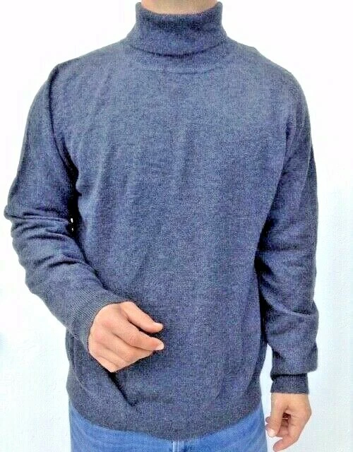 Jumper 100 CASHMERE Men SIZE XL Grey Vintage Commander VINTAGE RRP 240