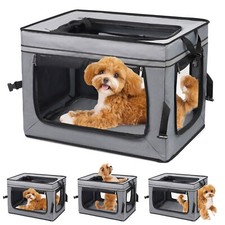 22 Inch Portable Soft-Sided Folding Travel Crate Kennel,Grey