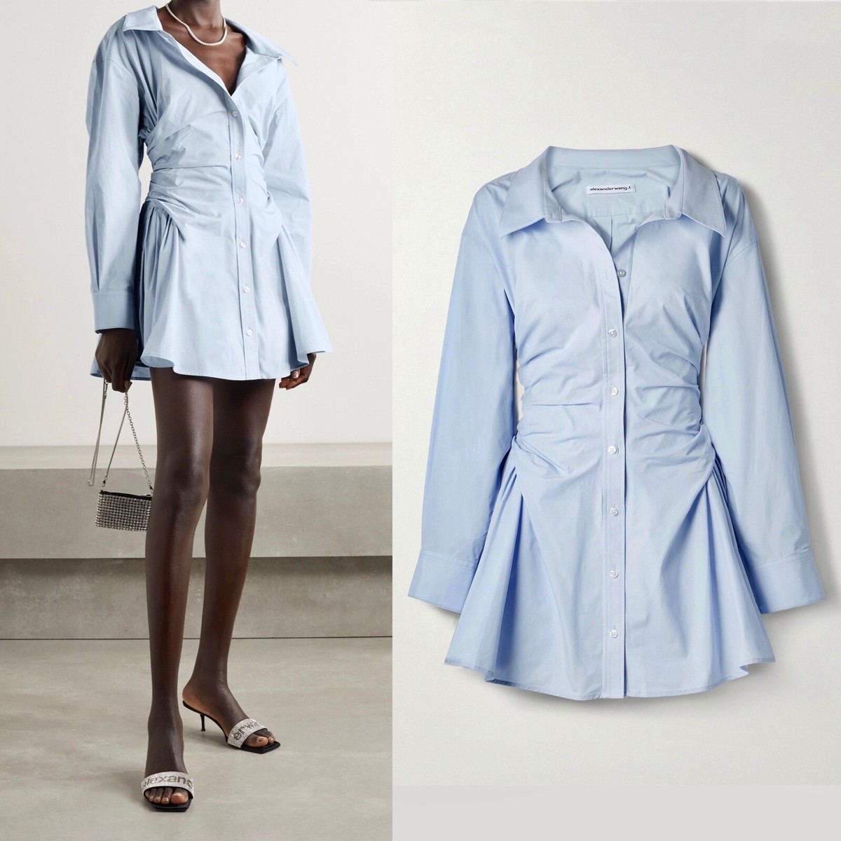 Alexander Wang T Long sleeve Blue Poplin Cotton shirt dress Alexander Wang T Long sleeve Blue Poplin Cotton shirt dress