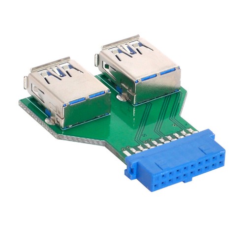PCBA Dual USB 3.0 A Type Female to Motherboard 20/19 Pin Box Header Slot Adapter - Picture 9 of 12