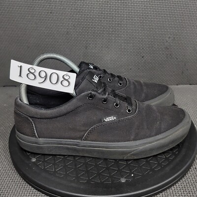 Vans Low Top Shoes Youth Sz 6 Black Canvas Skate Sneakers