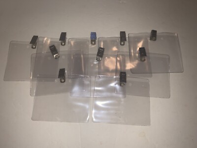 Lot of 10 Clear Plastic Horizontal Name Tag ID Card Holder Badge with metal Clip