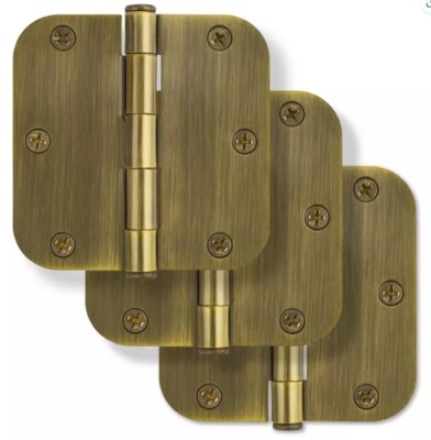 Signature Hardware 3-1/2'' Rounded Steel Door Hinge With Plain Bearing 3 Pack
