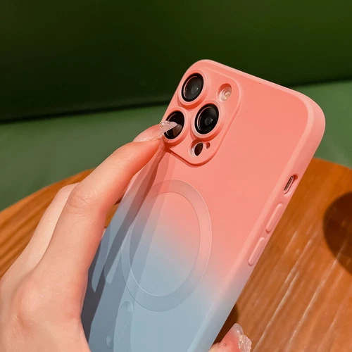 Case For iPhone 16 15 14 Pro Max 13 12 Magsafe Gradient Magnetic Silicone Cover - Picture 5 of 19