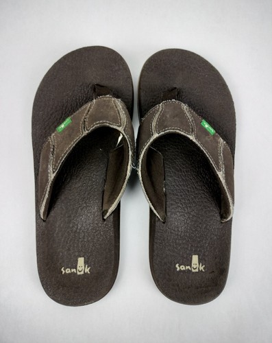 Sanuk Fault Line Mens Brown Slip On Flip Flop Sandals Size 9 - Picture 3 of 10