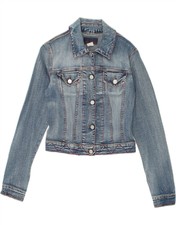 Les Copains Womens Crop Denim Jacket It 40 Small Blue Aq04