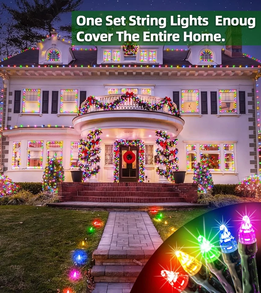 1500 LED 492FT Christmas Lights, Green Wire, Timer & Memory, Multicolor - Image 2 of 4