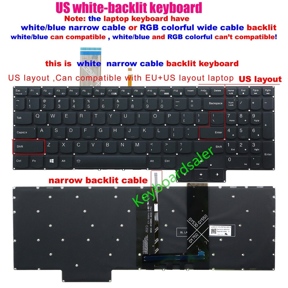 New US Backlit Keyboard For Lenovo Legion 5P-15ARH05H 5P-15IMH05 5P-15IMH05H