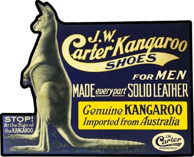 Carter Kangaroo Shoes Laser Cut Metal Sign Advertisement