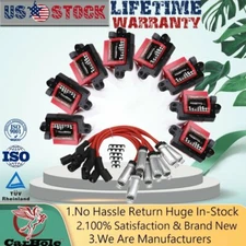 Set of 8x Ignition Coil + Spark Plug Wires for Chevy GMC Silverado Express UF271