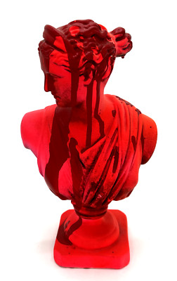 Paint Splattered PINK 9'' Plaster Bust of VENUS, OOAK Pop Art Home Roman Statue