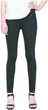 Matty M Women's Ponte Pant Legging w/ Slant Pocket Zipper Charcoal