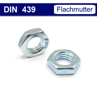 Flachmuttern DIN 439 - Mutter flach Edelstahl V2A / Stahl verzinkt M2 - M30