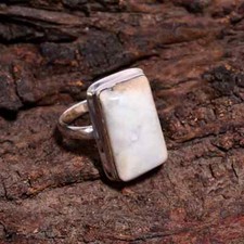 Remarkable Howlite Gemstone Ring,Solitaire Ring,925 Sterling Silver,Gift For Her