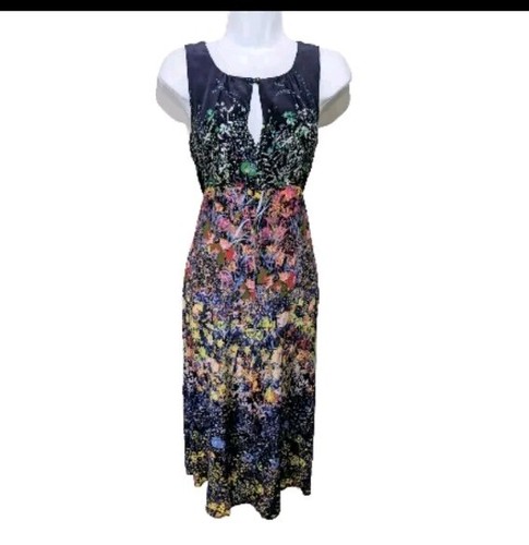 Maeve Larkspur Midi Dress Womens 0 Silk Floral Anthropologie Sleeveless #8500