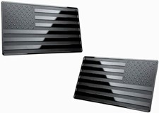 3"x 2" USA Black Metal Flag Emblem for Cars (Black, 2pcs Forward and Reverse)