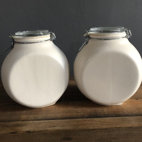 Nigella Lawson Living Kitchen Sebastian Conran Storage Jars x 2 . Cream