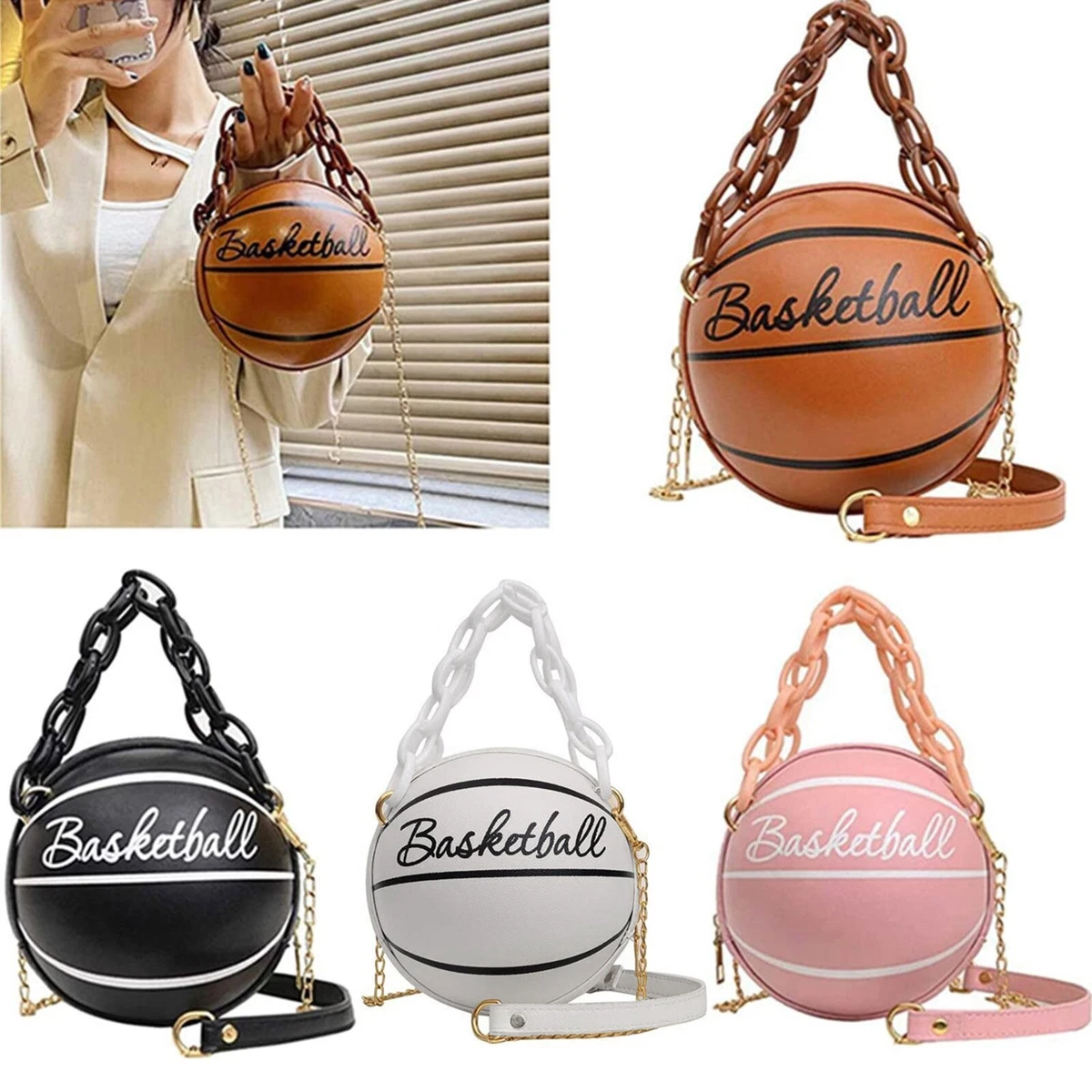 Basketball Shaped Round Shoulder Bag Handbag, Women Ball Shape