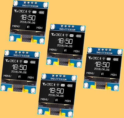 5PCS 0,96 Zoll OLED Display Modul 128 x 64 Pixel SPI Arduino ESP - weiß