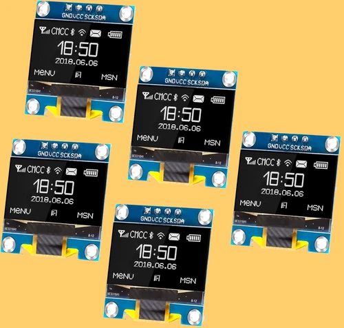 5PCS 0,96 Zoll OLED Display Modul 128 x 64 Pixel SPI Arduino ESP - weiß