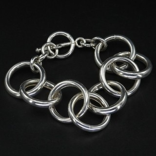 Sterling Silver 29mm Interlock Circle Link 8.5" Heavy Toggle Bracelet 56g