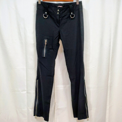 Express Stretch Zip Cuff Rayon Nylon Chino Moto Pants Black Size 0 Lightweight 