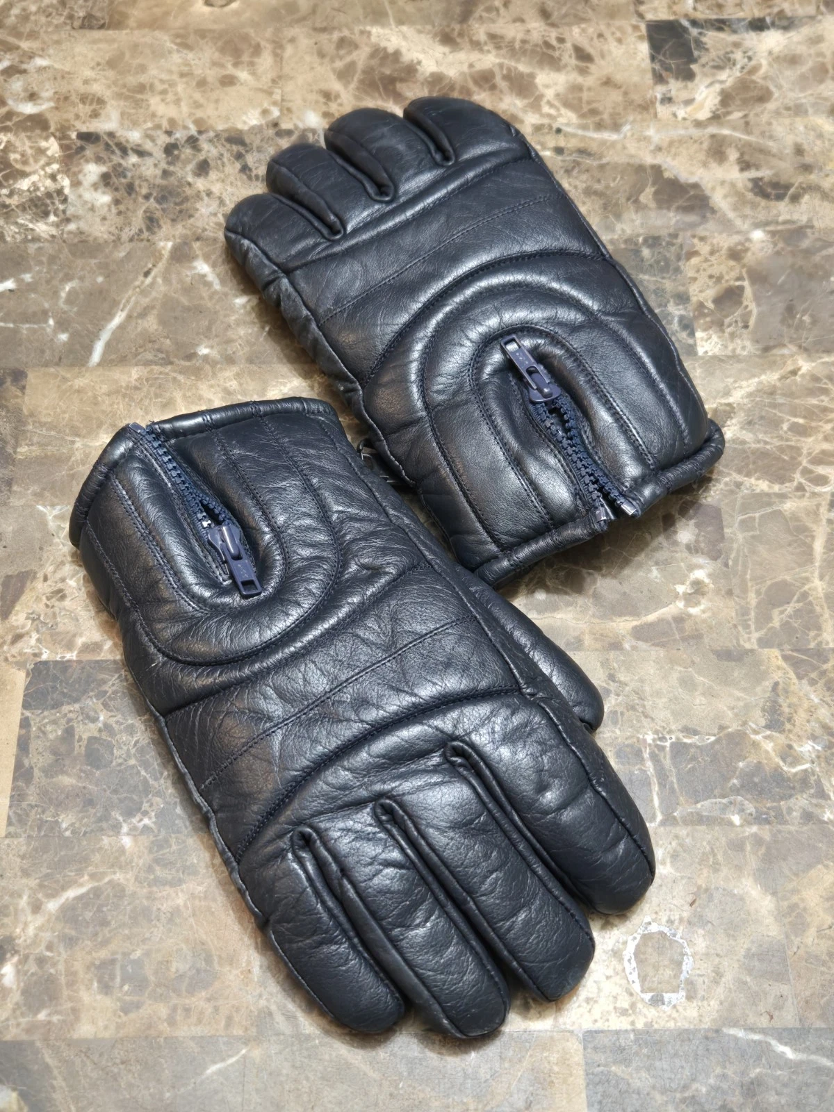 Vintage Kombi Navy Blue Leather Gloves Size Large Men's Ski