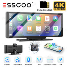 10.26" 4K Car Portable Wireless Apple CarPlay Android Auto Large Screen Dash Cam