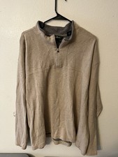 Eddie Bauer Men  s 1/4 Zip Cotton Sweater Beige Brown Sz 2XL