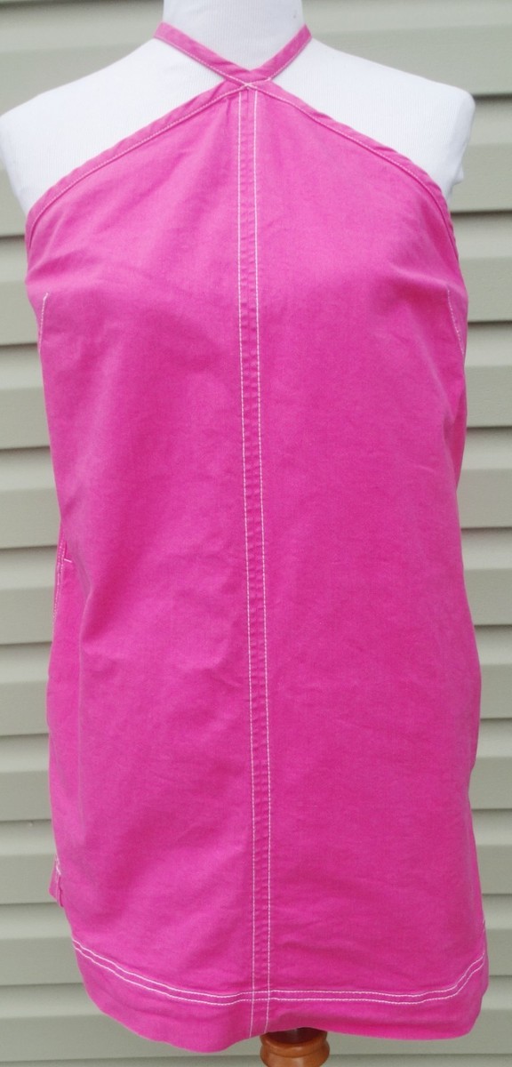 Anthropologie Pilcro LARGE Pink The Judie Halter Denim Shift Mini Dress |  eBay