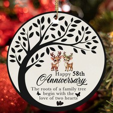 Happy 58th Anniversary Ornament Reindeer Couple Tree Art 58 Year Christmas Gift