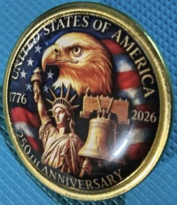 USA 250th Anniversary Lapel Pin Patriotic Americana Enamel Brooch 1”