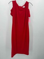 Pre-Owned Calvin Klein Red Size 4 Knee Length Short Sleeve Dress