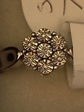 Silver Flower Ring With Diamond Chips Size 7 ...