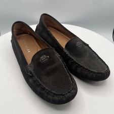 Coach Women  s 7.5 US Amber Suede Driving Moccasin Loafers Logo Slip On